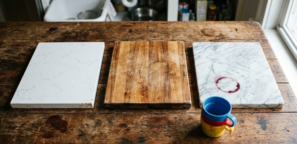 Quartz vs Butcher Block vs Marble — Kitchen Counter Comparison